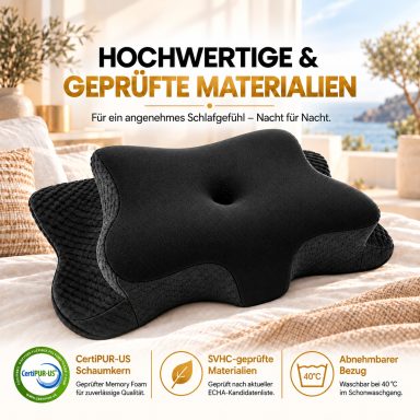 Hochwertige & geprüfte Materialien OKTABIN Marbella Memory Foam Nackenstützkissen mit hochwertigen geprüften Materialien