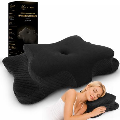 OKTABIN Marbella Nackenstützkissen Schwarzes OKTABIN Marbella ergonomisches Nackenstützkissen aus Memory Foam