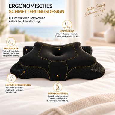 Ergonomisches Schmetterlingsdesign Ergonomisches Schmetterlingsdesign des OKTABIN Marbella Nackenstützkissens