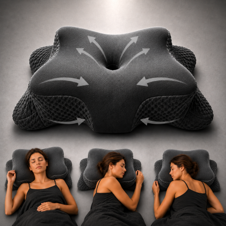 Optimierte Luftzirkulation OKTABIN Marbella ergonomisches Memory-Foam Nackenstützkissen mit optimierter Luftzirkulation für Seiten-, Rücken- und Bauchschläfer