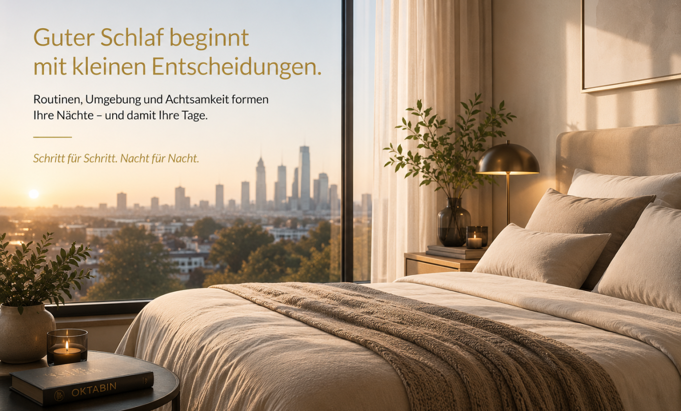 Schlafumgebung optimieren Schlafzimmer mit beruhigender Atmosphäre für erholsamen Schlaf und bessere Schlafqualität