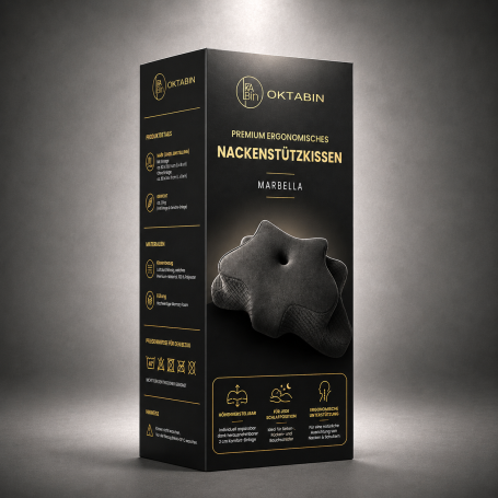 Premium Verpackung & zeitloses Design OKTABIN Marbella ergonomisches Memory-Foam Nackenstützkissen in hochwertiger Premium-Verpackung mit zeitlosem Design